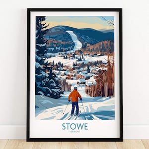 Stowe Ski Resort Travel Print Wall Art Stowe Home Decor Stowe Gift Art Lovers Vermont Art Lover Gift Print Art