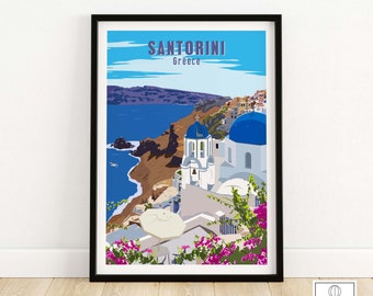 Santorini Print | Greek Island Travel Poster | Santorini Greece Wall Art Fine Art Print