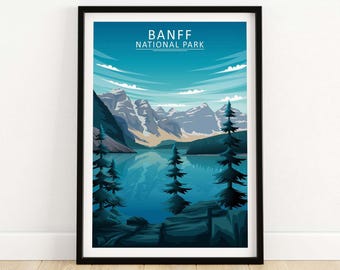 Banff Print Banff National Park Poster Banff Canada Illustration Banff Wall Art Banff Gift Idea