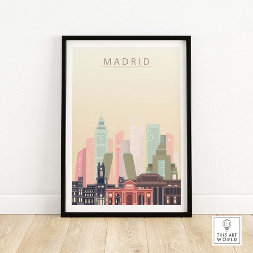Madrid Print Madrid Wall Art Spain Vintage Travel Poster Etsy