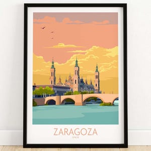 Zaragoza Spain Poster | Spanish Wall Decor | Zaragoza City Artwork