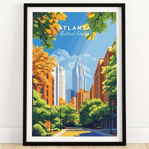 Atlanta Wall Art Atlanta poster Atlanta art gift Travel Print Home Decor Atlanta Art Lover Gift