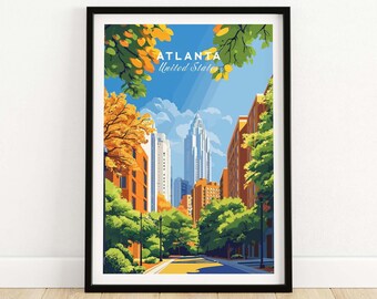 Atlanta Wall Art Atlanta poster Atlanta art gift Travel Print Home Decor Atlanta Art Lover Gift