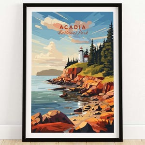 Acadia National Park Poster Print Art Print Travel Print | Home Décor Poster Gift | Digital Illustration Artwork | Birthday Present