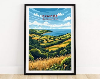 Exmoor Travel Print Exmoor Art Print Travel Print | Home Décor Poster Gift | Digital Illustration Artwork National Park