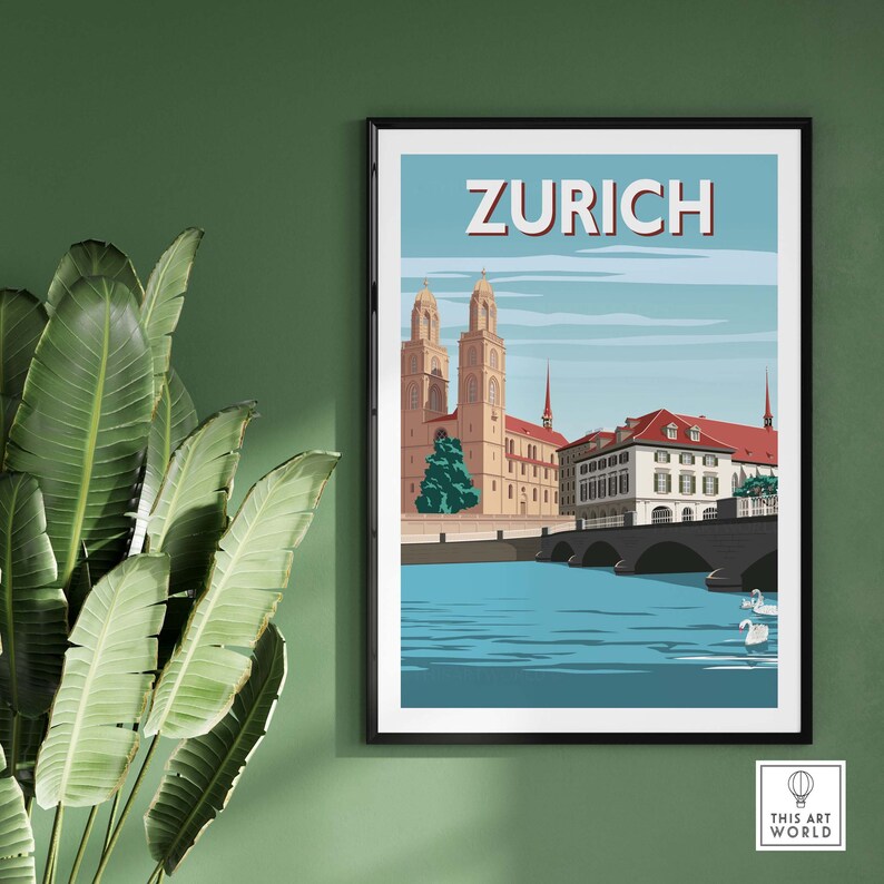 Zurich Switzerland Travel Poster Print | This Art World