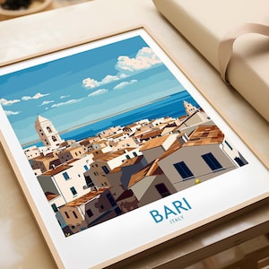 Bari Italy Art Print - Beautiful Italian Wall Decor Puglia Bari Artwork Gift Italy Home Decor Bari Illustration Art Lover Italy Print
