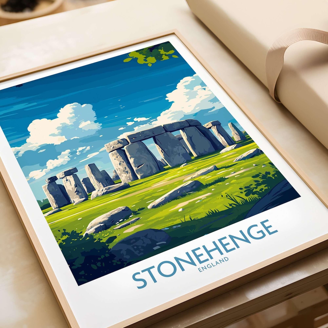 Stonehenge Art Print England Poster, Vintage Style Decor, UK Landmark ...