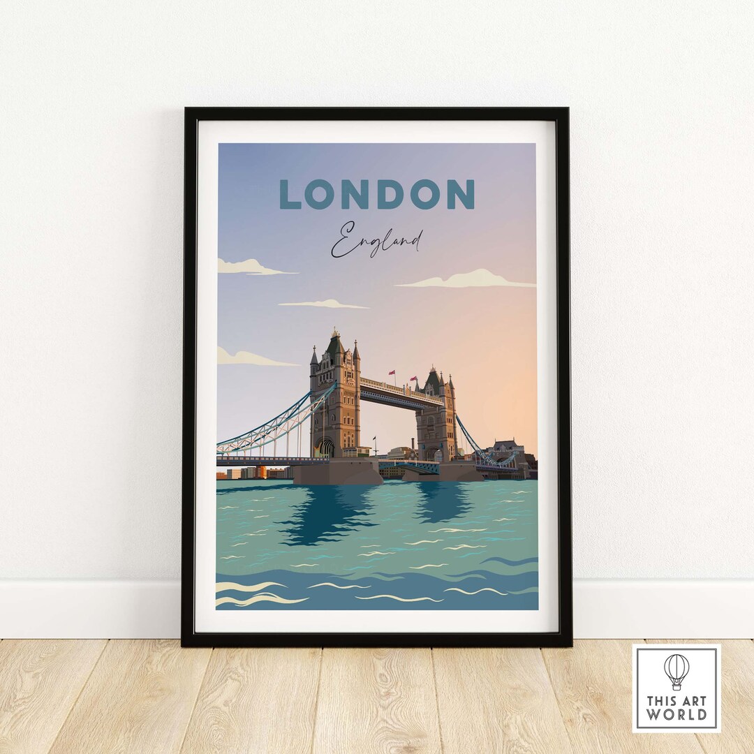 London Travel Poster Print London Bridge Wall Art London Gift Etsy