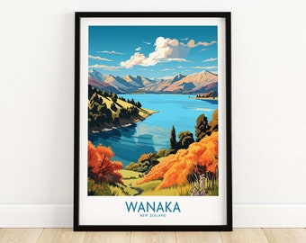 Wanaka Travel Poster New Zealand Travel Poster | Birthday present | Wedding anniversary gift | Wall Art Print