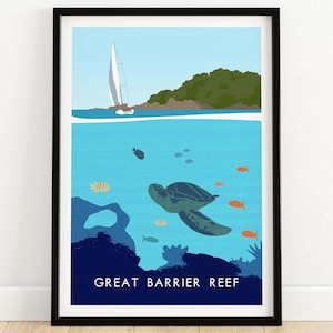 Groot Barrièrerif-afdruk: reisposter Australië