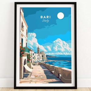 Bari Art Print Puglia  Italy Travel Poster Bari Artwork Poster Gift Italy Home Decor Bari Illustration Art Lover Italy Print
