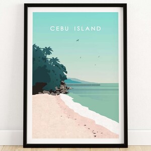 Póster de viaje de Filipinas / Impresión de la isla de Cebú / Impresión de arte mural de Filipinas / Regalo de la isla de Cebú con y sin marco