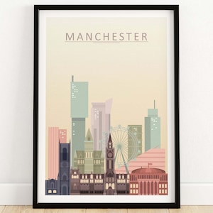 Manchester Skyline Poster Print | Manchester Wall Art | Manchester Home Wall Decor | Manchester Cityscape Housewarming Gift