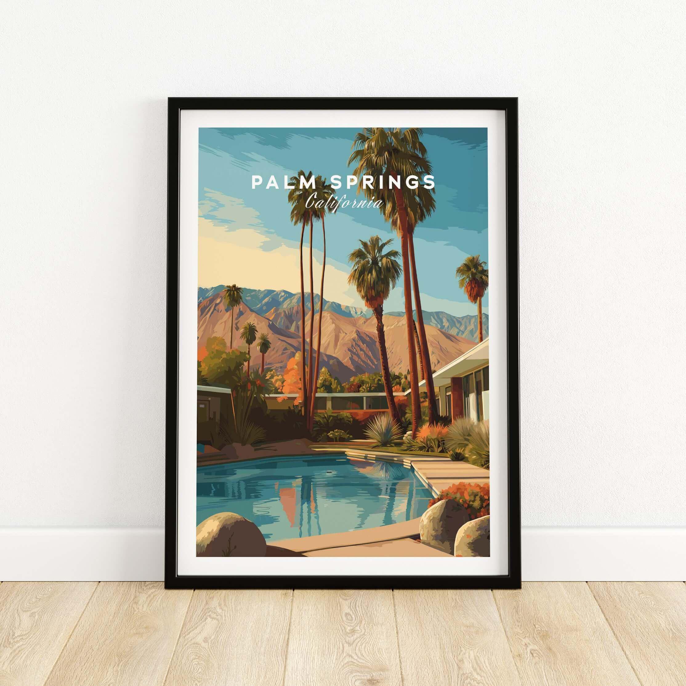 Mid Century Modern Palm Springs Poster, Desert City Wall Art