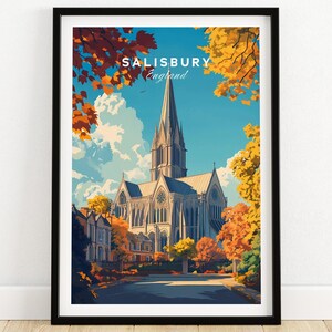 Salisbury Travel Print Wall Art Salisbury Wall Hanging Home Décor Salisbury Gift Art Lovers England Art Lover Gift Salisbury Travel Souvenir