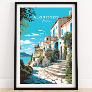 Alonissos Greece Travel Poster Print | Birthday present | Wedding anniversary gift
