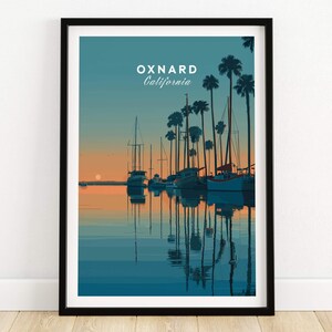 Oxnard California Print: Sunset Harbor Sailboats (Framed or Unframed)