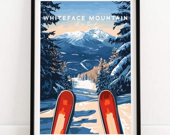 Wintersport muurdecoratie, cadeau voor skiërs, berghut, skihuisdecoratie, Whiteface skihut print, huisdecoratie, skikamer kunst, familiecadeau