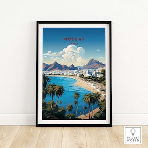 Muscat Poster Oman Art Print Travel Poster | Home Gift Birthday present Wedding anniversary Wall Décor | Personalized Illustration Artwork