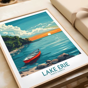 Lake Erie Print - Great Lakes Travel Print Lake Erie Wall Art Poster Lake Erie Gift Home Decor Art Lover Gift Lake Erie Artwork