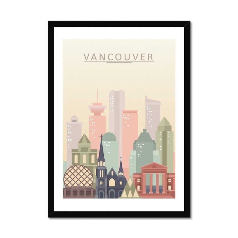 Vancouver City Skyline Print Canada Wall Art Vancouver Etsy