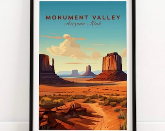 Monument Valley Print Art Print Travel Print | Home Décor Poster Gift | Digital Illustration Artwork | Birthday Present