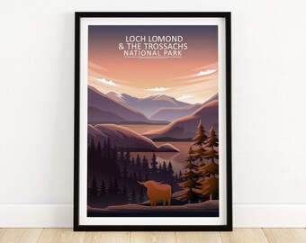 Wall art. Loch Lomond Reproduction poster old Railway advertising 