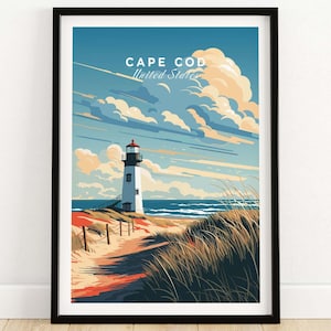 Affiche de voyage de Cape Cod | Cadeau d'anniversaire | Cadeau d'anniversaire de mariage | meilleur cadeau pour elle | Cadeau d'art mural personnalisé pour lui