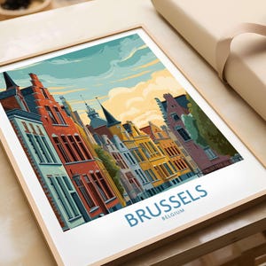 Brussels Belgium Travel Poster, Vintage Wall Art, European City Decor, Tourist Gift, Home & Office Decoration, Belgium Artwork