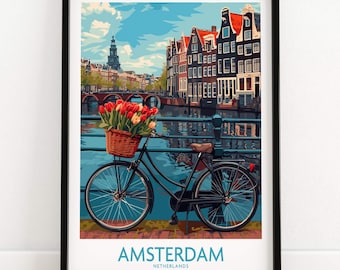 Amsterdam Wall Art Print Amsterdam Poster Amsterdam Gift Home Decor Art Netherlands Amsterdam Framed Poster Amsterdam Print Art Travel Print