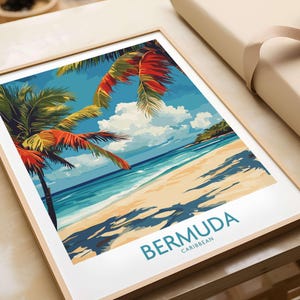 Bermuda Beach Print Bermuda Wall Art Print Home Décor Bermuda Digital Illustration