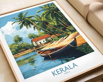 Kerala Travel Poster India Kerala Art Print Travel Print | Home Décor Poster Gift | Digital Illustration Artwork