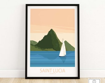 Saint Lucia Caribbean Poster | St Lucia Wall Art Print | Saint Lucia Gift