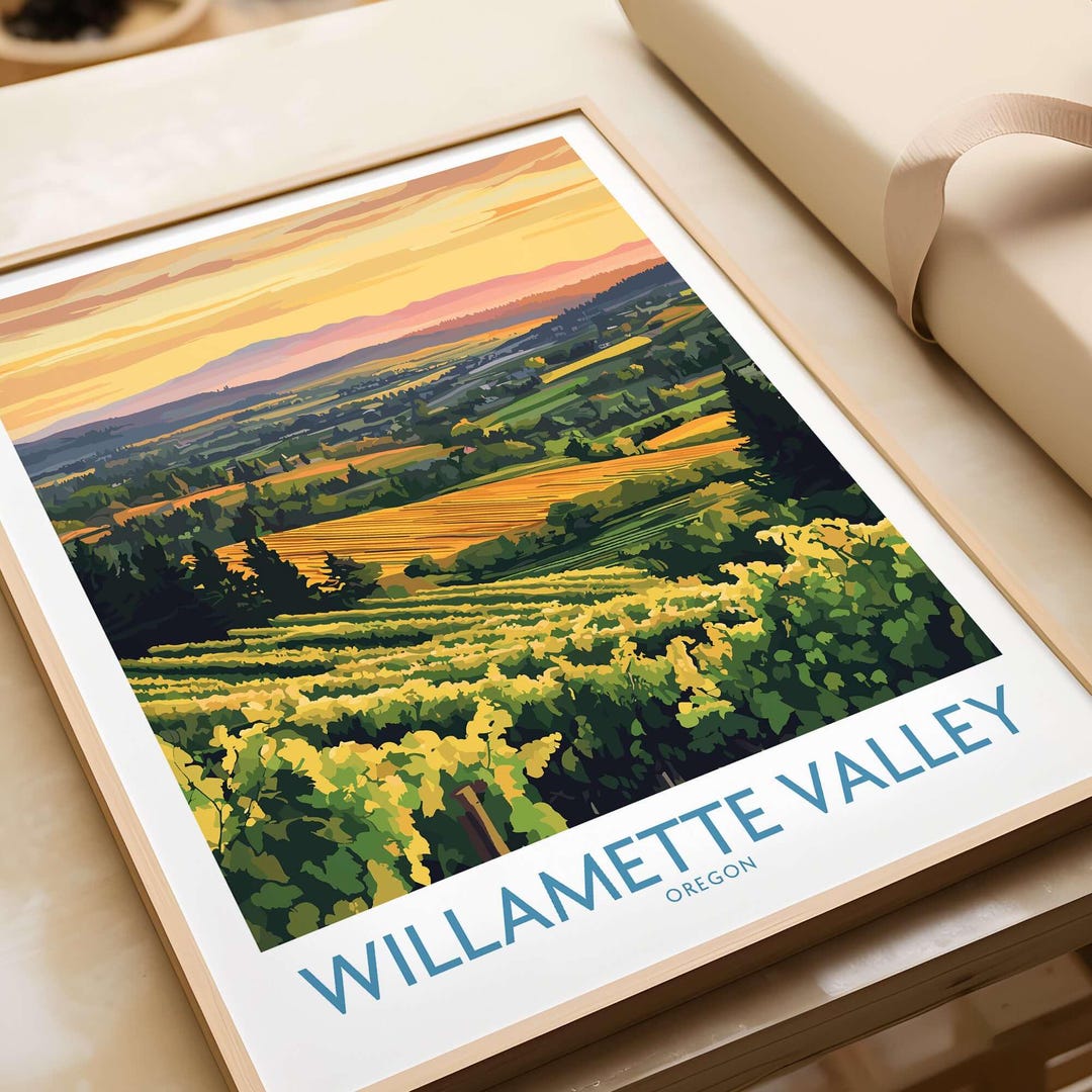 Willamette Valley Poster Wine Country Gift Art Lovers Illustration ...