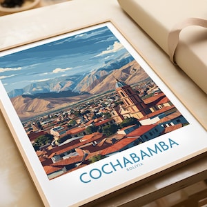 Cochabamba Bolivia Wall Art Poster - South American Cityscape | Bolivian Art, Travel Decor, Travel Gift, Vibrant Home Bedroom Office Artwork