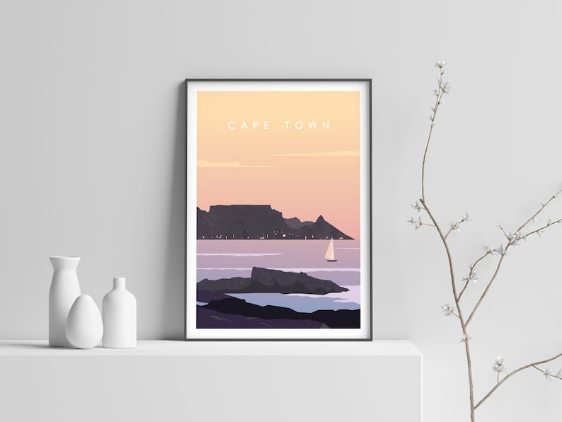 Cape Town Wall Art South Africa Print Travel Poster Cape Etsy