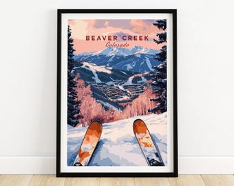 Beaver Creek Colorado Ski Resort Poster - Mountain Village Wall Art, Winter Landscape Print, Ski Lodge Decor, Colorado Travel Gift