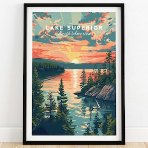 Lake Superior Poster Travel Print Wall Art Poster Gift Home Decor Art Lover Lake Superior Gift Artwork