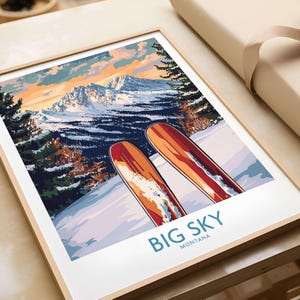 Big Sky Wall Art Ski Poster Winter Sports Wall Art Gift for Skier Mountain Cabin Ski House Decoration Big Sky Ski Lodge Print Ski Room Gift