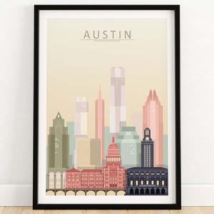 Austin Texas Skyline Print | Wall Art Poster | Austin City Wall Art | Cityscape Art | Texas Wall Decor | Skyline Print