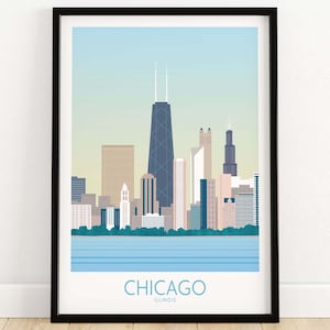 Chicago Print | Chicago Wall Art | Chicago Poster | Chicago City Skyline Wall Decor | Chicago Cityscape | Chicago Gift