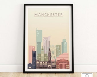 Manchester Skyline Poster Print | Manchester Wall Art | Manchester Home Wall Decor | Manchester Cityscape Housewarming Gift