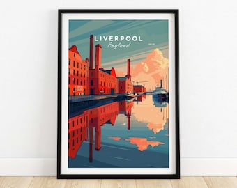 Liverpool muurkunst print Liverpool poster Liverpool cadeau kunst Liverpool kunstwerk ingelijst
