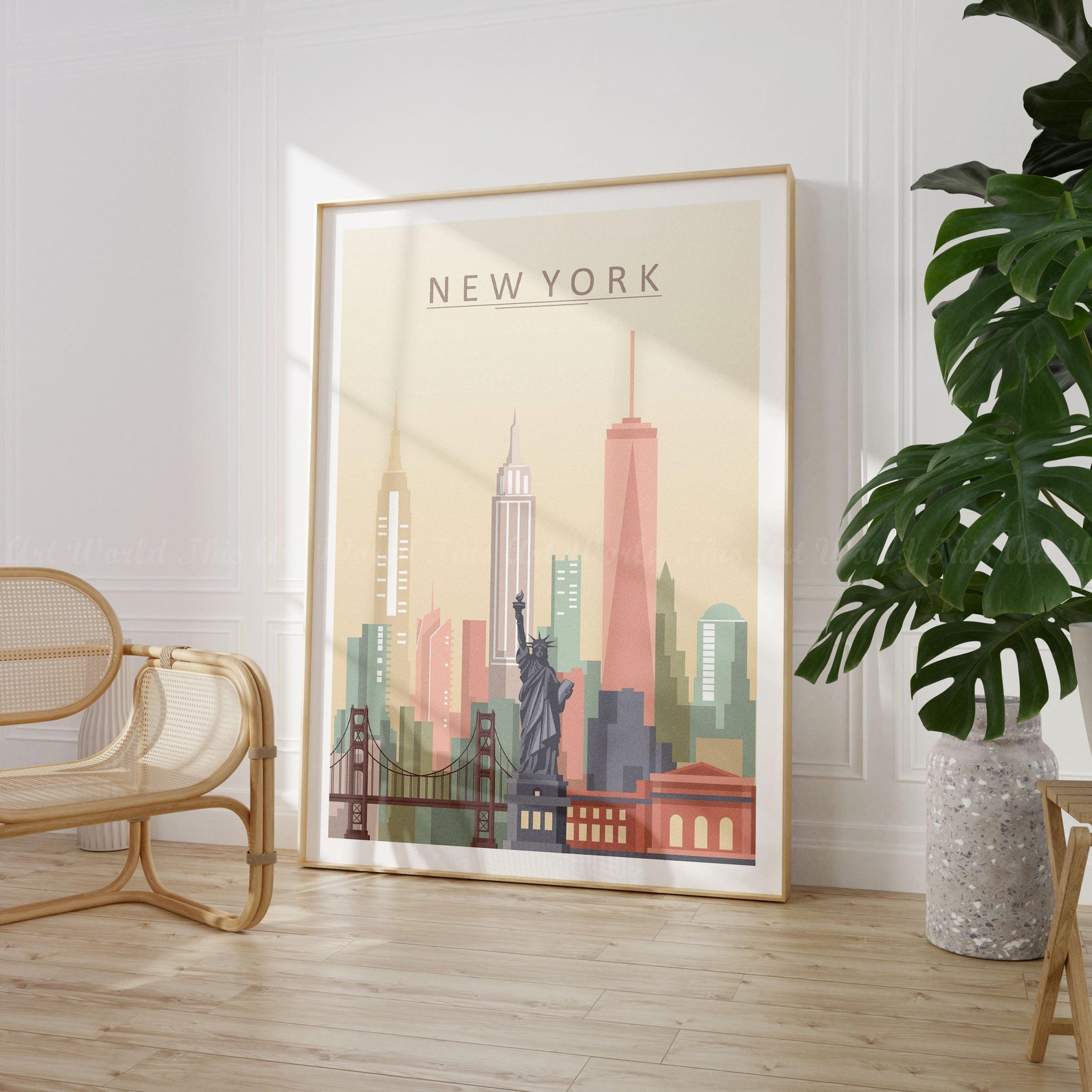 New York Skyline Print Wall Art Poster New York City Wall Etsy