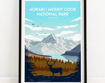 Mount Cook National Park Print: Travel Poster (Canvas or Framed)