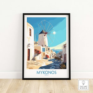 Mykonos Greece Print | Travel Poster |  Birthday present | Wedding Anniversary gift | Home Decor