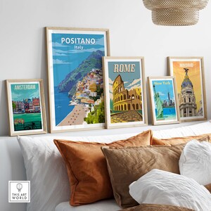 Positano Wall Art Vintage Travel Poster Italy | Italian Coastal Print | Framed & Unframed Gift Idea | Mediterranean Home Decor image 5