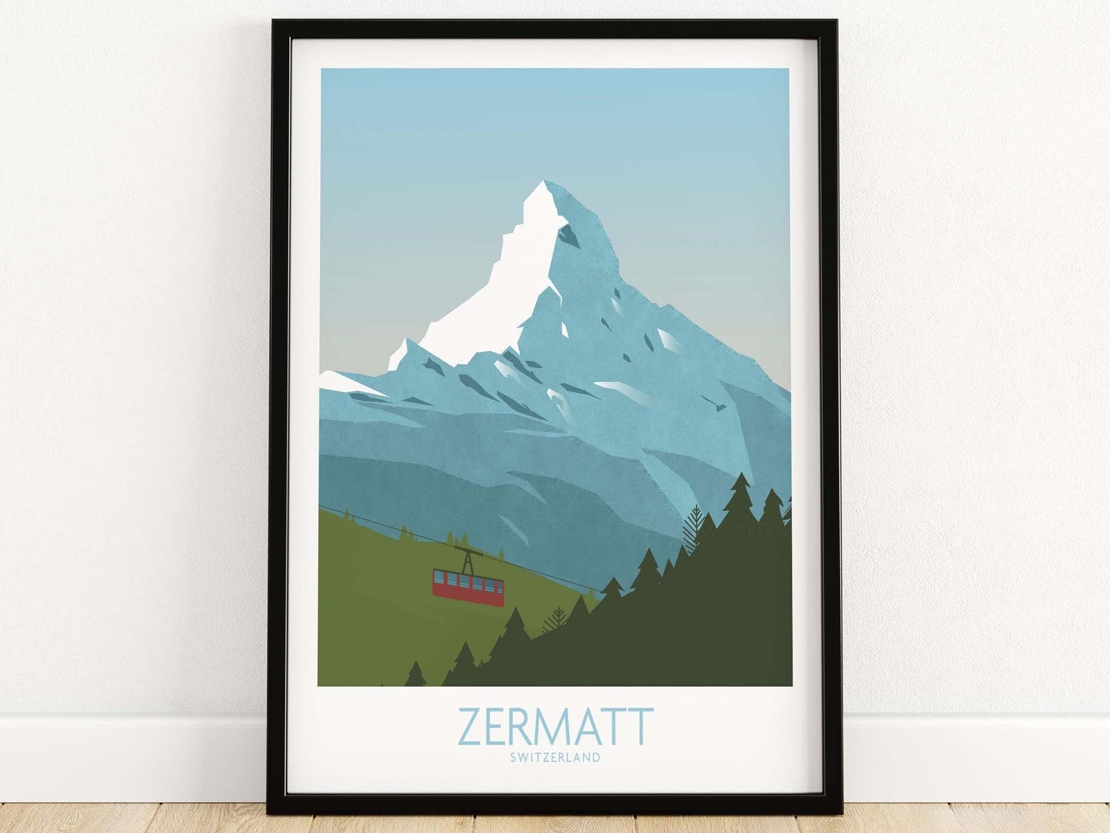 Zermatt Poster | Switzerland Print | Ski Resort Wall Art | Swiss Alps ...