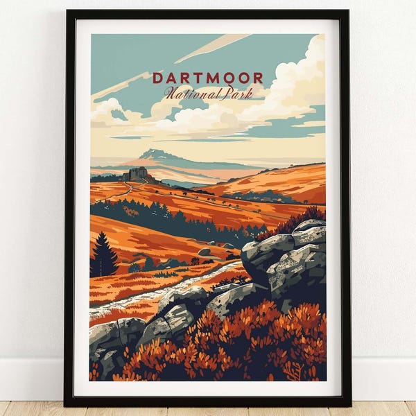 Dartmoor Art Print National Park Dartmoor Poster Living Room Wall Decor Dartmoor Artwork Gift Framed Print or Unframed Poster Dartmoor